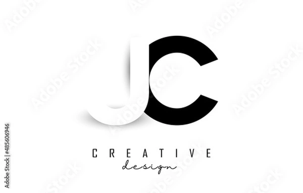 Fototapeta JC letters Logo with negative space design. Vector illustration with with geometric typography.