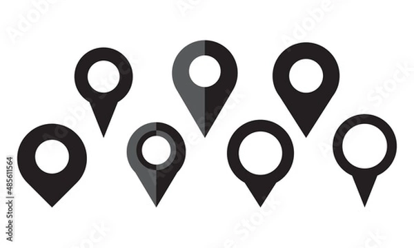 Fototapeta Geolocation Geotag locator icon set. Map place tag pin location icons. markers sign GPS location symbol .Vector illustration