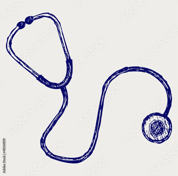 Fototapeta Stetoskop lekarza. Doodle styl