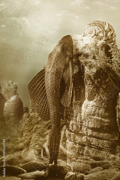 Obraz Catfish in the river. Wildlife.