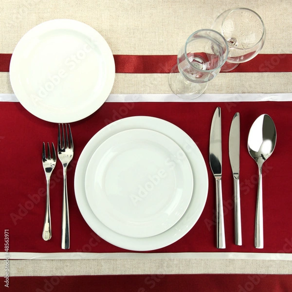 Fototapeta holiday table setting, close up