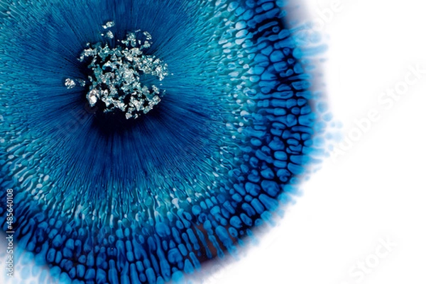 Fototapeta Epoxy resin template. Background with blue and blue stains