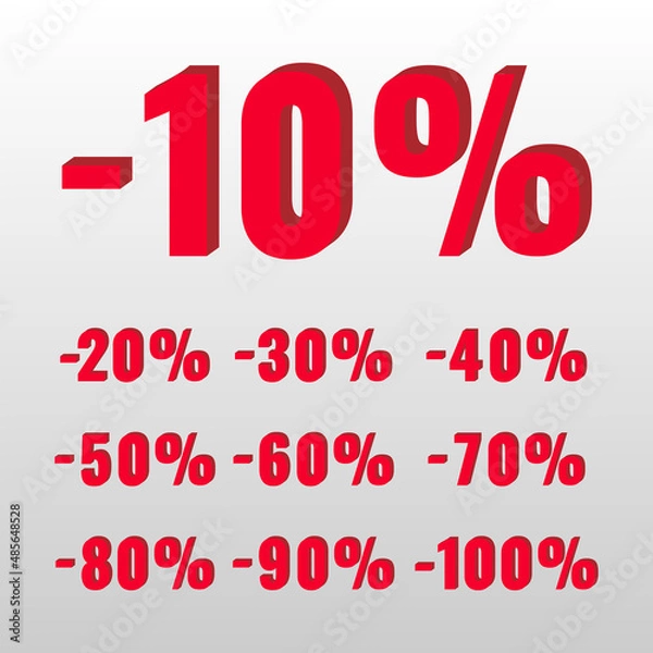 Fototapeta Red sale button in a Flat Design style. Easy editable vector isolated illustration.