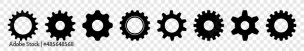 Obraz Set of different gear icon, on transparent background effect, vector illustration