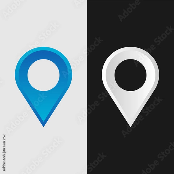 Fototapeta Vector blue and white map pin icon. Easy to edit and scalable to any size.