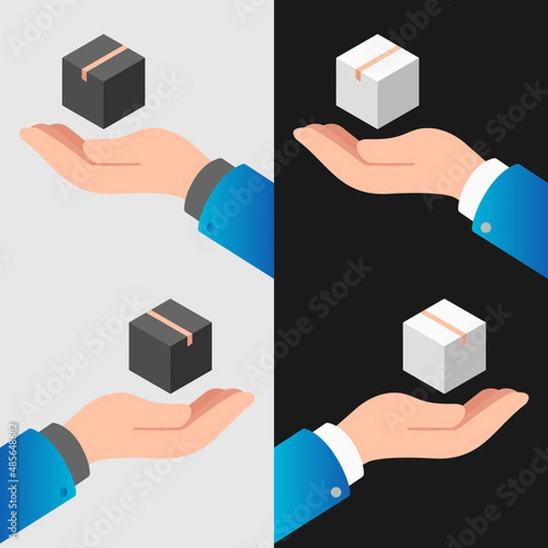 Fototapeta Illustration of isolated people hand in blue sweater. Vector in flat style.