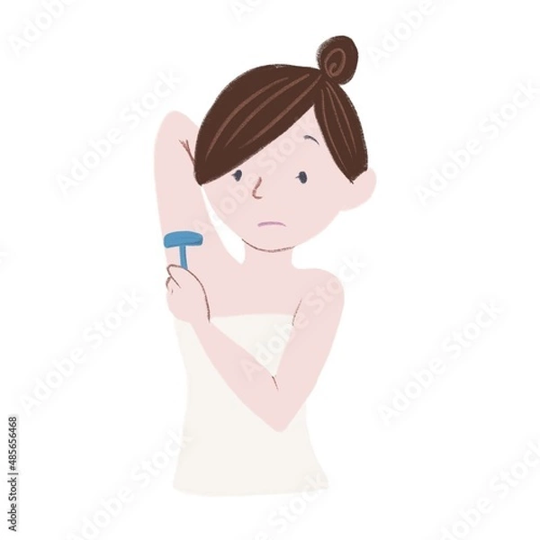 Fototapeta 脱毛_毛を剃る女性_脇_真顔