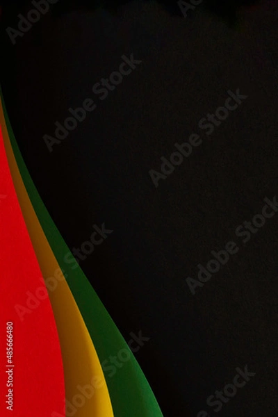 Obraz Abstract geometric black, red, yellow, green color background. Black History Month color background with copy space for text
