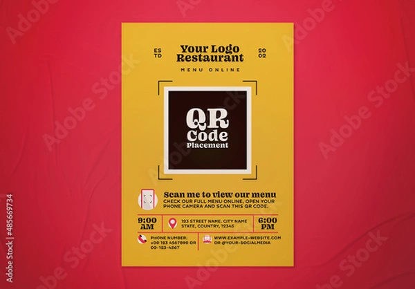 Obraz Qr Code Online Menu Flyer