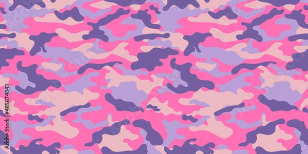 Obraz Trendy pink camouflage military pattern. Vector camouflage pattern for clothing design.