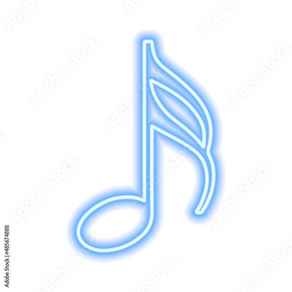 Obraz Blue neon note isolated on white background.