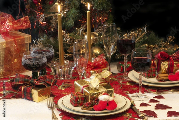 Obraz Traditional Christmas table setting.