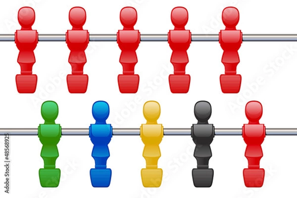 Fototapeta Foosball Player Pieces on Chrome Bar
