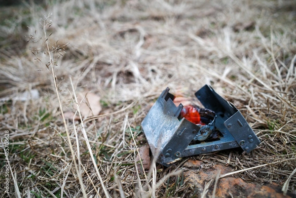 Fototapeta キャンプ＿ポケットストーブ＿火