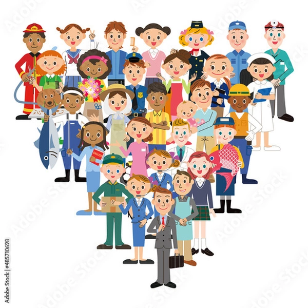 Fototapeta 地域　人々　集団　イラスト　メッセージ