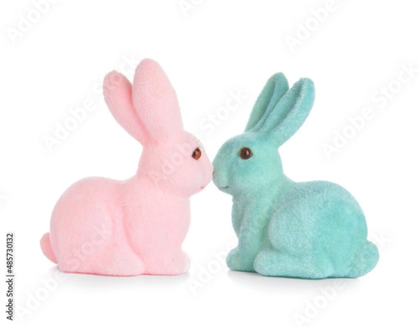 Obraz Cute Easter bunnies on white background