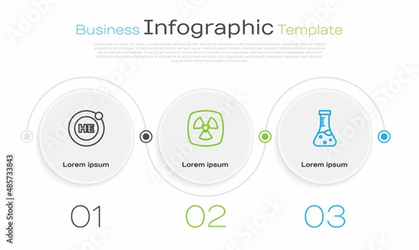 Fototapeta Set line Helium, Radioactive and Test tube. Business infographic template. Vector
