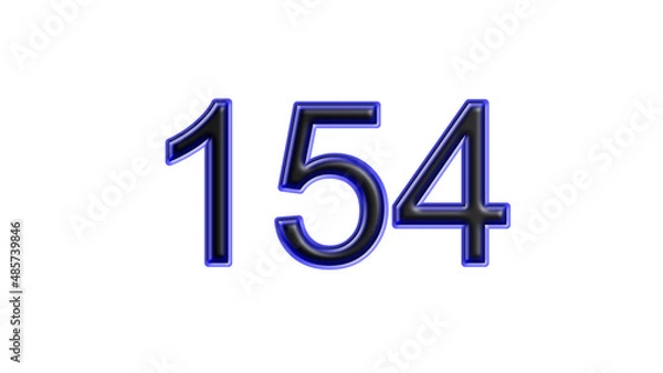 Obraz blue 154 number 3d effect white background