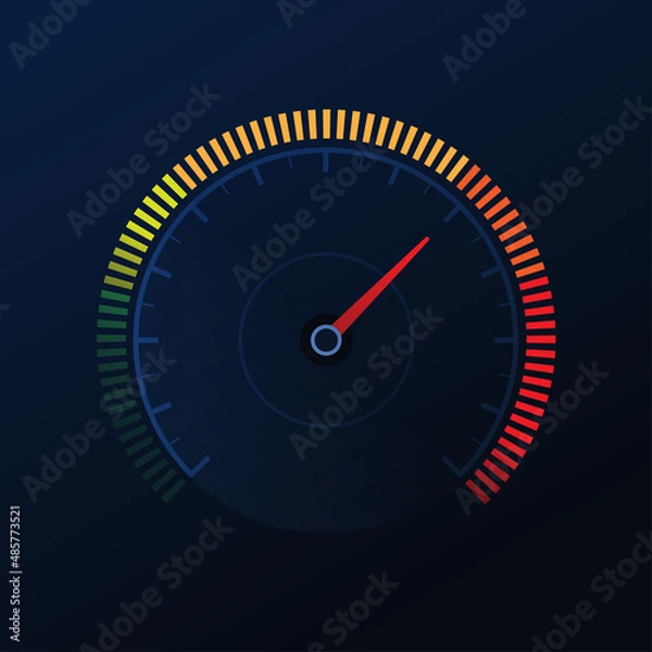Fototapeta Vector speedometer on dark background