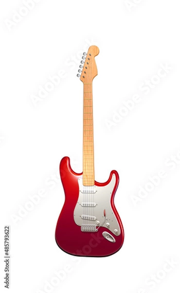 Obraz Red white electric guitar isolated on white background

