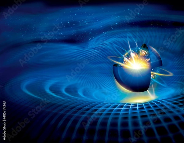 Obraz Universe space in a transparent ball and in a half blue ball isolated on black background