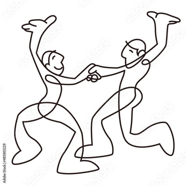 Obraz people give me five sketch in black line isolated on white background
