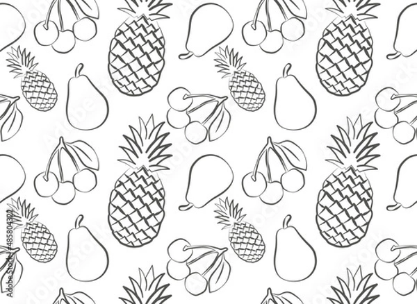 Fototapeta seamless pattern with fruits, vector illustration 