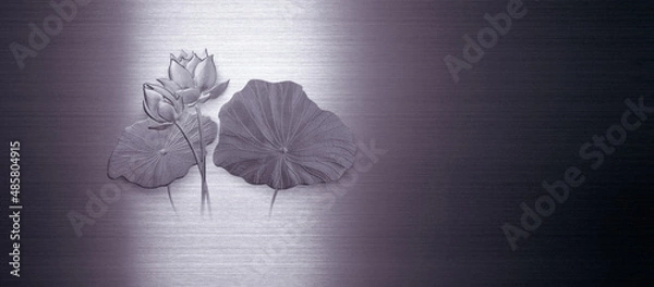 Obraz a group of lotus flower on purple and silver iron blackground