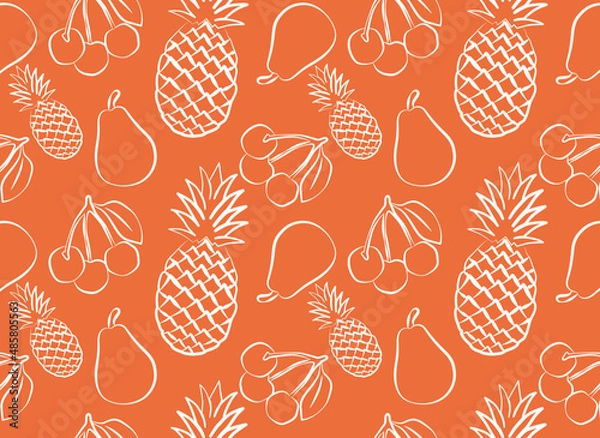 Fototapeta seamless pattern with fruit, vector illustration