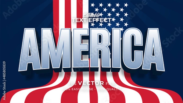 Fototapeta Editable text style effect - United States of America text with flag style theme