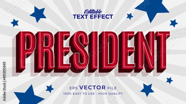 Fototapeta Editable text style effect - president day text in american style theme