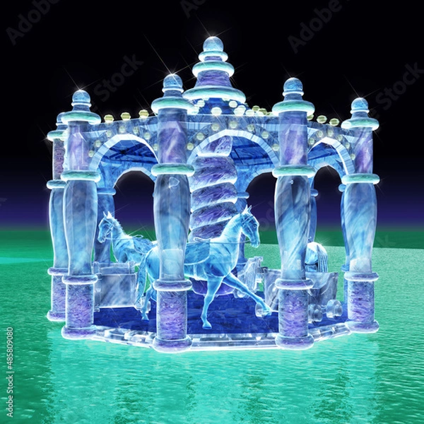 Obraz 3d rendering for merry-go-round of ice sculpture with concise background