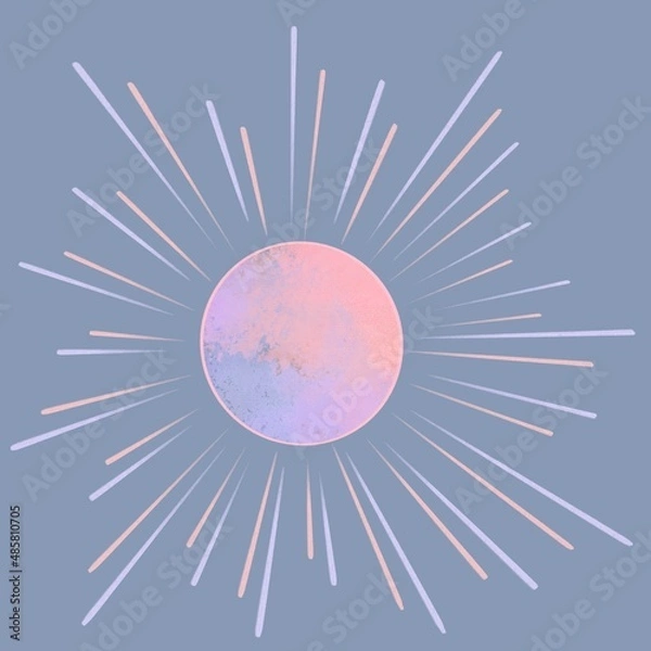 Fototapeta Abstruct sun wth rays and with pink and purple texture