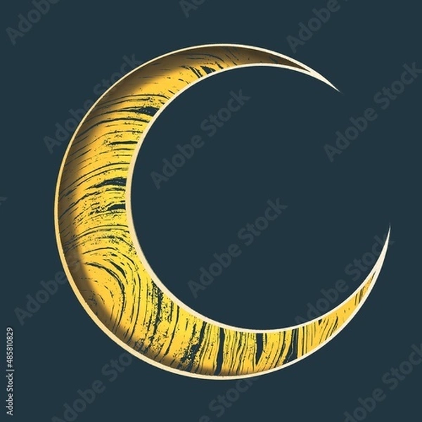 Fototapeta Yellow abstract moon with shadow inside it