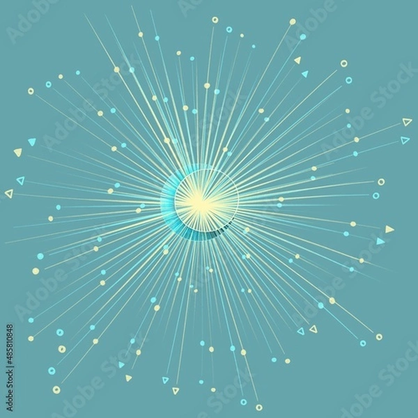 Fototapeta Moon with rays and stars