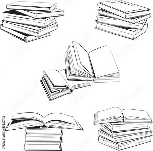 Fototapeta Images of books from various angles, Image for icons, background images, vector, illustration, sign, black