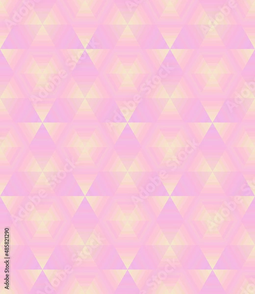 Fototapeta Vector pastel abstract stripe angle backgrounds. Seamless pattern geometric shape motley striped triangle six pointed star light shade color pink, orange, yellow. Multicolor geometrical design print