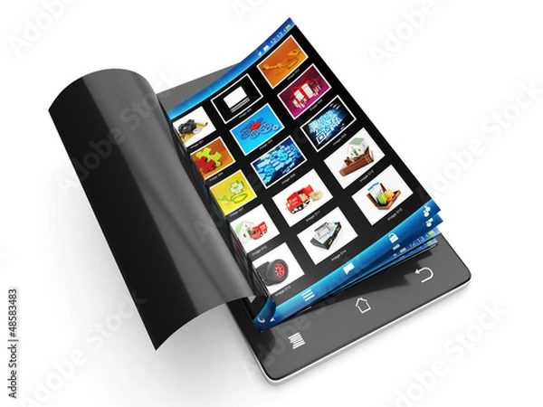 Obraz Viewing images on a mobile phone. Mobile phone images Leafs