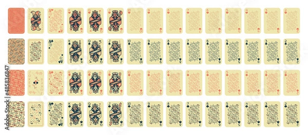 Fototapeta A collection of playing cards in a unique design.