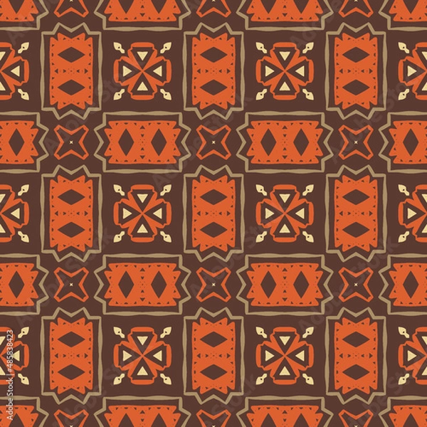 Fototapeta Retro Ethnic geometrical pattern - vector seamless background