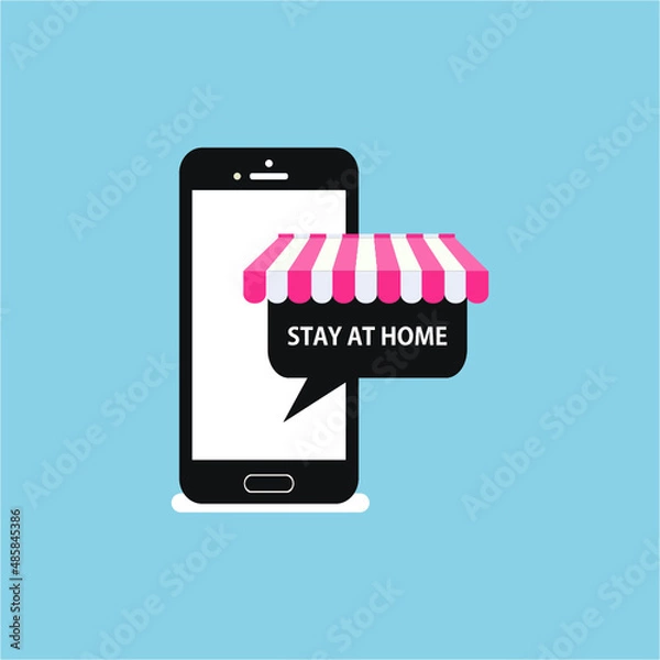 Obraz Smartphone With Bubble Chat Stay At Home