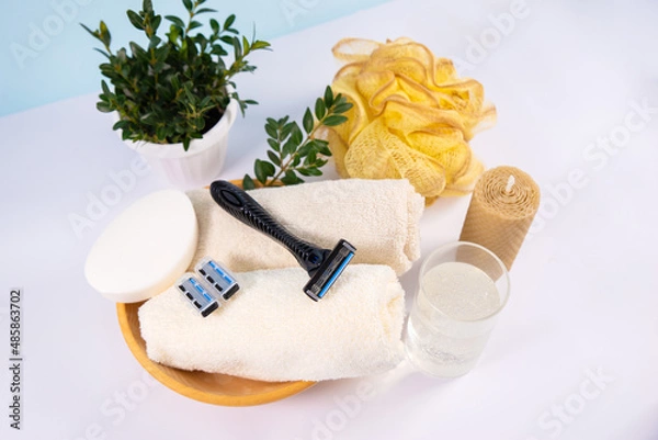 Fototapeta Принадлежности для ухода за лицом и бритья