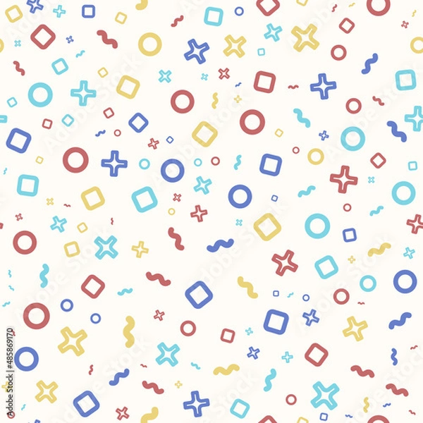 Obraz Vector abstract seamless pattern with squares, circles, crosses, lines.