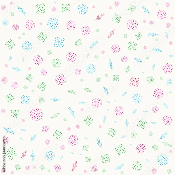 Obraz Vector abstract seamless pattern with squares, circles, dotted arrows.