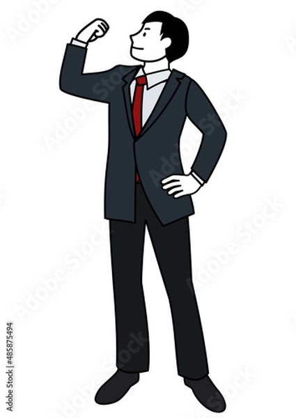 Obraz イラスト素材：自信のある表情でガッツポーズをしているビジネスパーソン