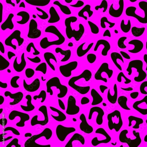 Fototapeta Black and pink leopard seamless pattern. Fashion stylish vector texture.