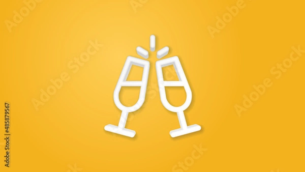 Fototapeta Champagne 3d line flat color icon. Realistic vector illustration. Pictogram isolated. Top view. Colorful transparent shadow design.