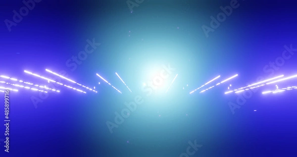 Fototapeta Render with blue glowing stripes with light and highlights