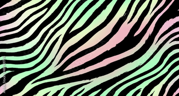 Fototapeta Zebra seamless pattern with colorful background