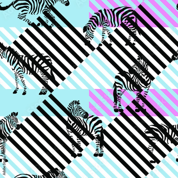 Fototapeta Isolated zebra character with stripe pattern Seamless Vector